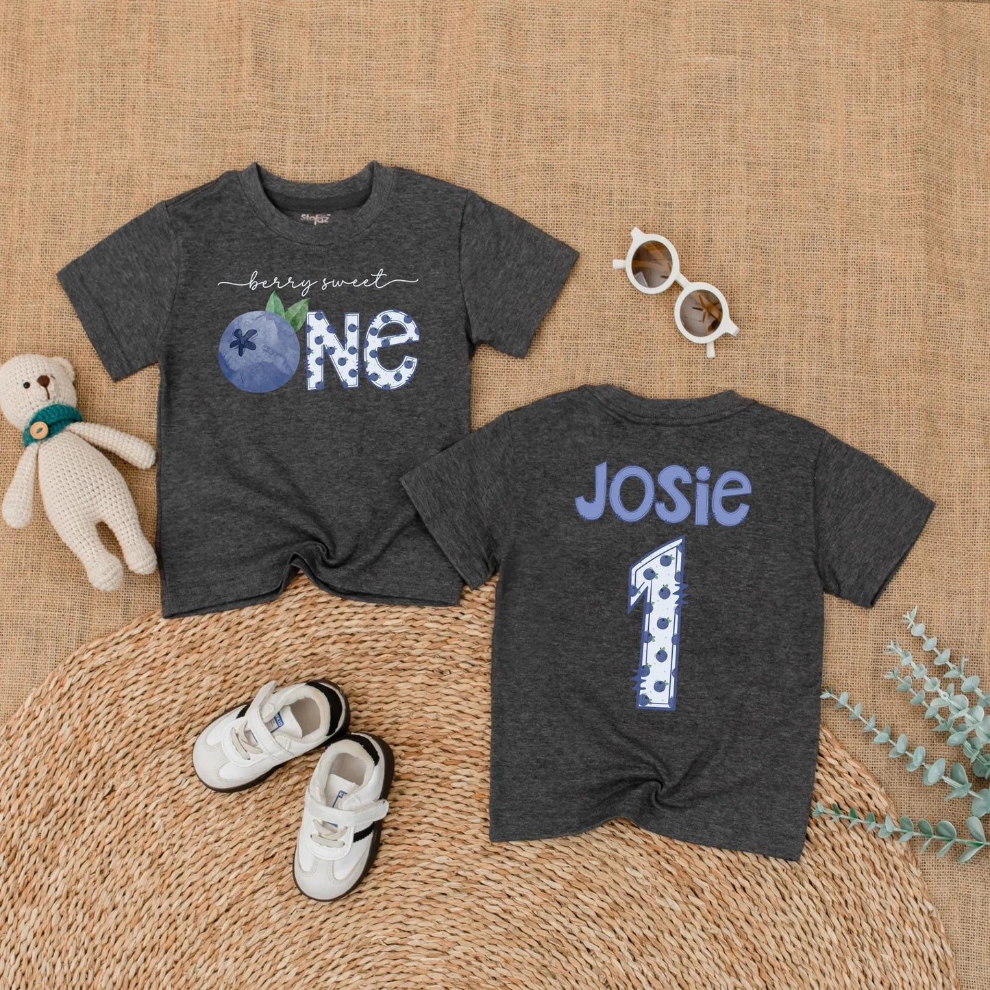 Personalized Sweet One Blueberry Baby Girl First Birthday Romper Outfit for Cake Smash Summer Party Bodysuit Gift