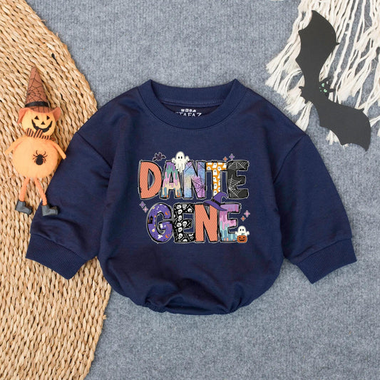 Personalized Baby Name Halloween Romper First Halloween Bodysuit Custom Retro Baby Outfit Gift Boy Girl