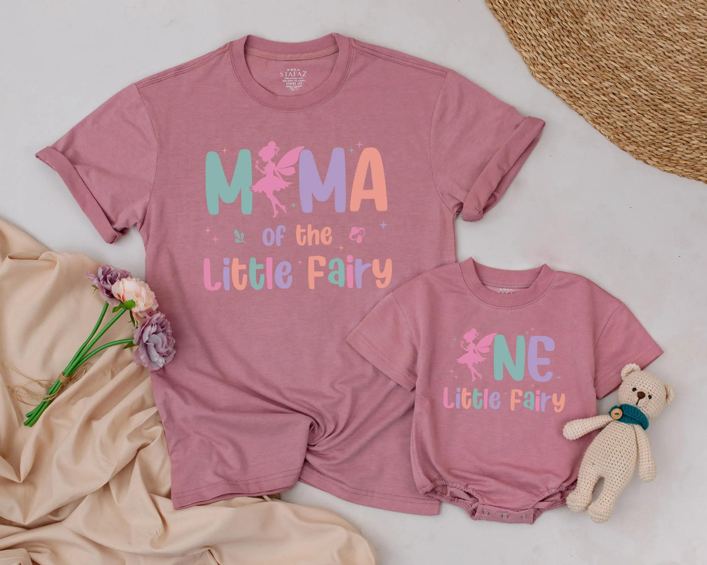 One Little Fairy Matching Family Shirts First Birthday Celebration Outfits for Mommy and Me Dad Baby Girl Comfortable Tees