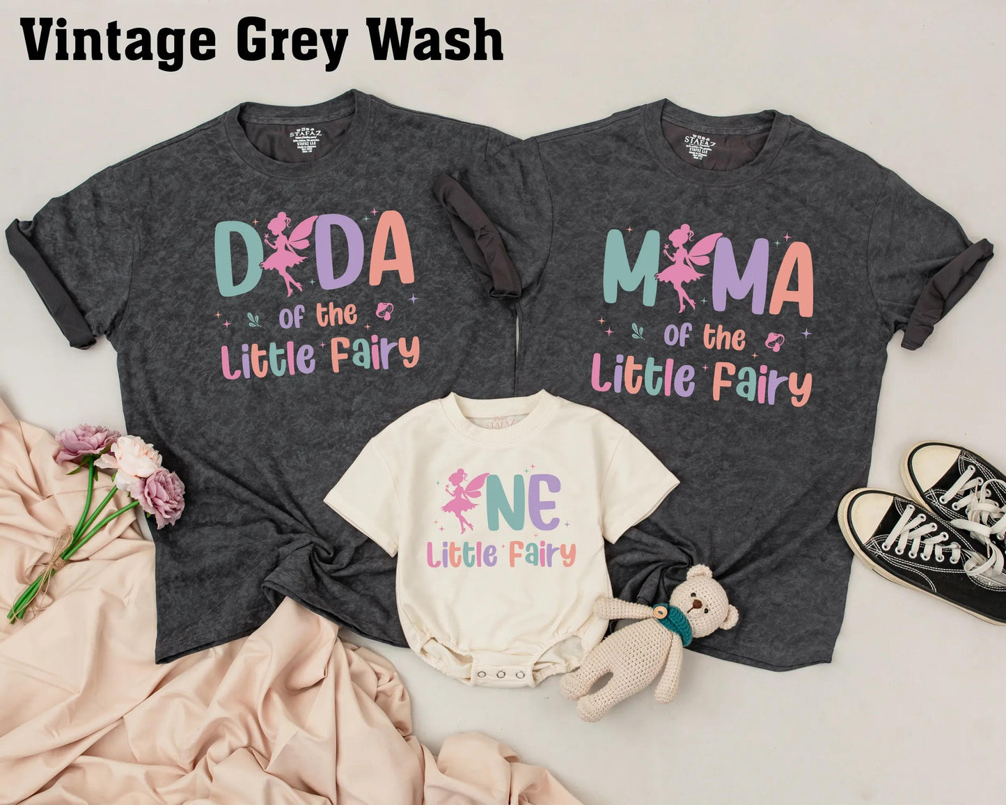 One Little Fairy Matching Family Shirts First Birthday Celebration Outfits for Mommy and Me Dad Baby Girl Comfortable Tees