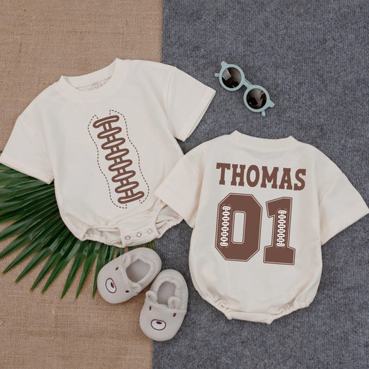 Personalized Football Baby Romper - Custom Gameday Outfit for Baby Boy or Girl, Cute Fall Bodysuit, Baby Shower Gift, Sports Toddler Gift