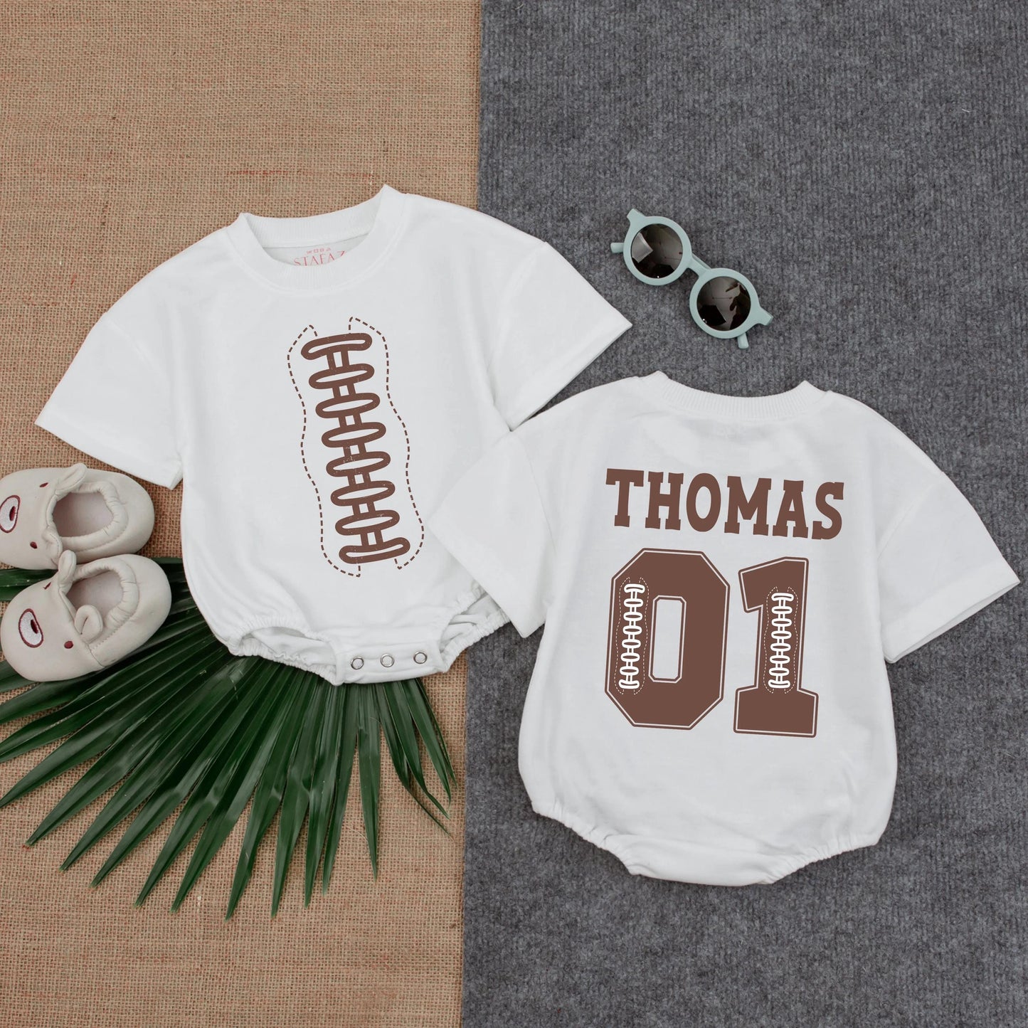 Personalized Football Baby Romper - Custom Gameday Outfit for Baby Boy or Girl, Cute Fall Bodysuit, Baby Shower Gift, Sports Toddler Gift