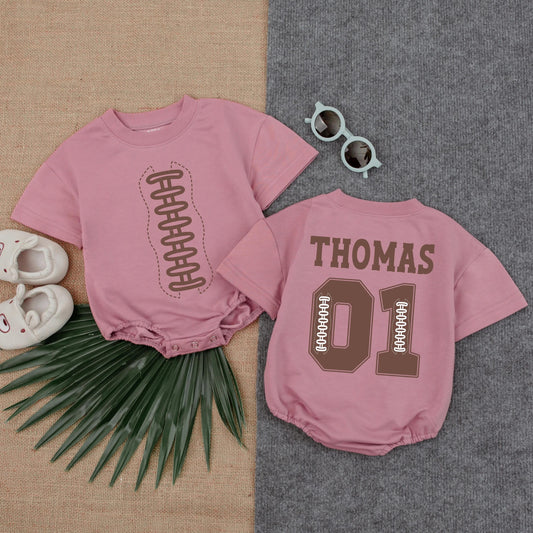 Personalized Football Baby Romper - Custom Gameday Outfit for Baby Boy or Girl, Cute Fall Bodysuit, Baby Shower Gift, Sports Toddler Gift