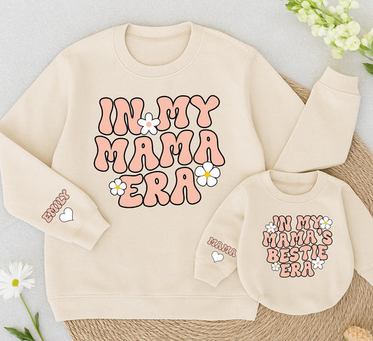 In My Mama Era Bestie Daisy Sweatshirt Mommy and Me Retro Matching Mother Daughter Outfits
