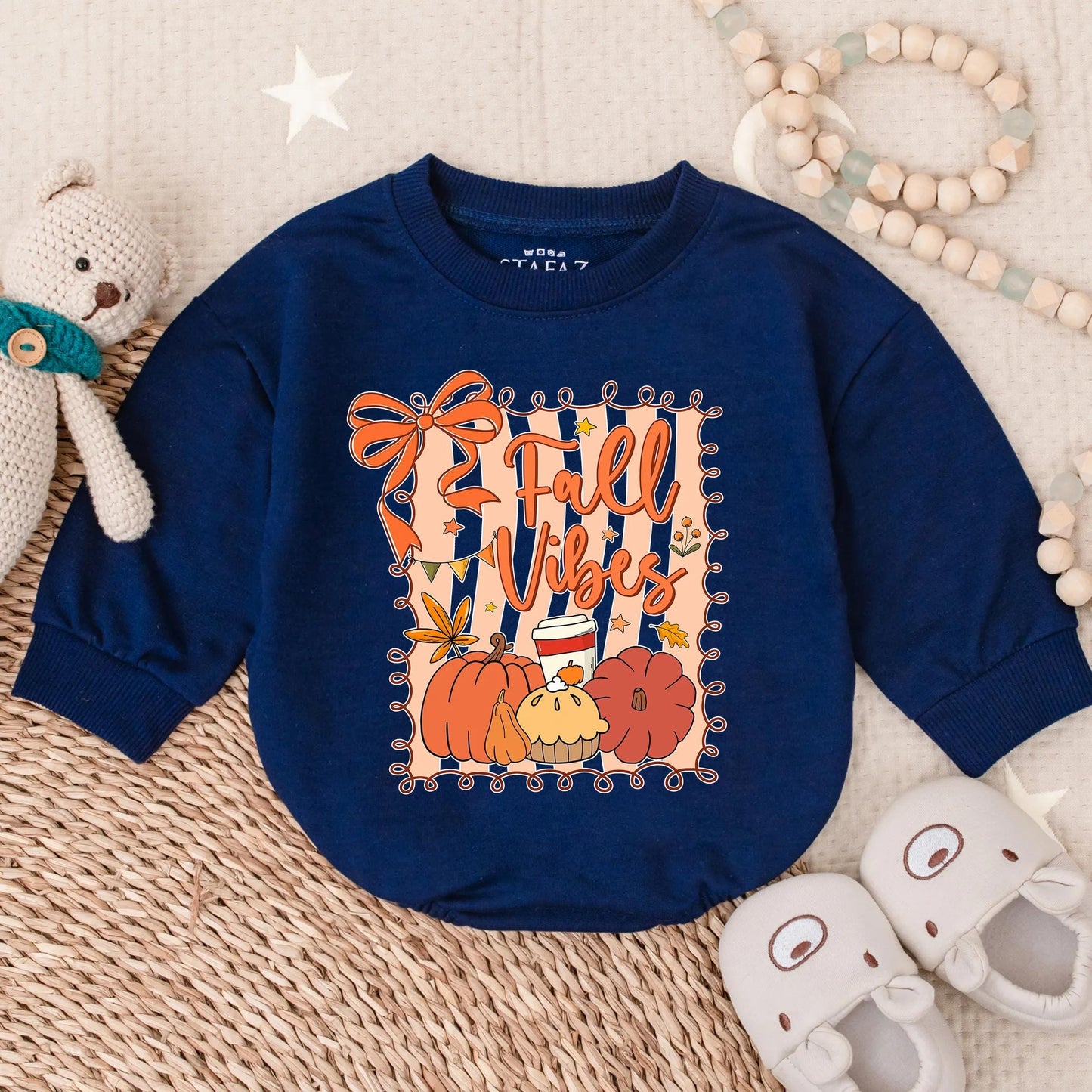Cozy Fall Vibes Bubble Romper Baby Girl Autumn Pumpkin Long Sleeve Outfit Thanksgiving Baby Clothes