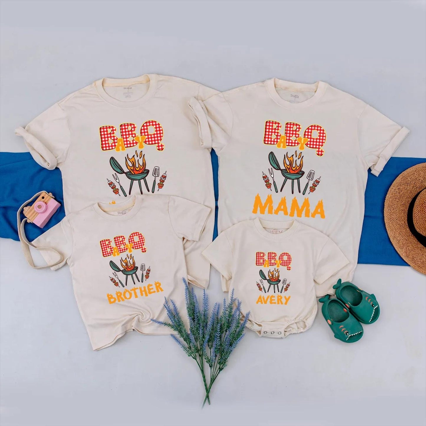 BBQ Family Matching Shirt Custom Barbecue Party Outfits Personalized Grill Party Clothes Ideal Gift for Family Cookout