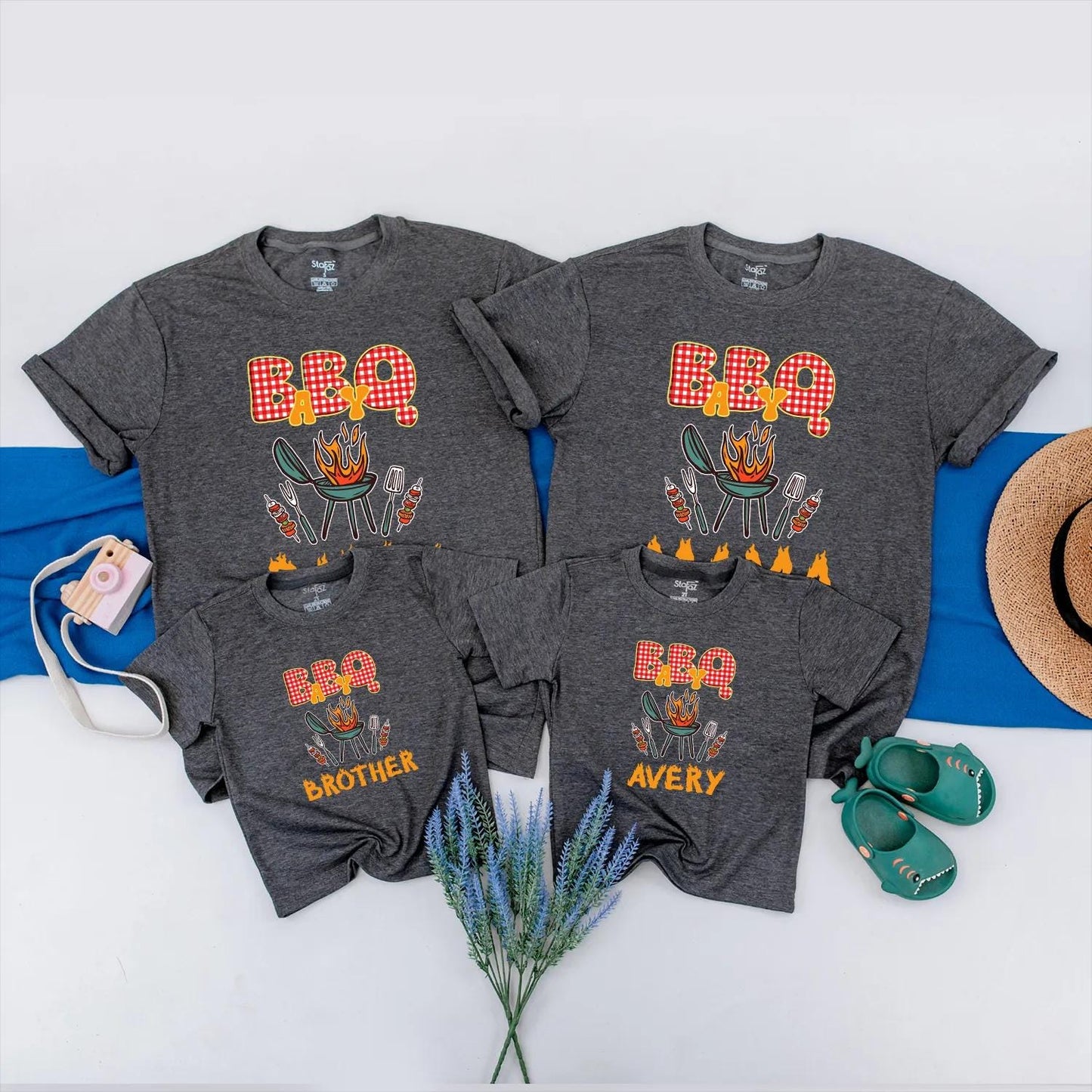 BBQ Family Matching Shirt Custom Barbecue Party Outfits Personalized Grill Party Clothes Ideal Gift for Family Cookout