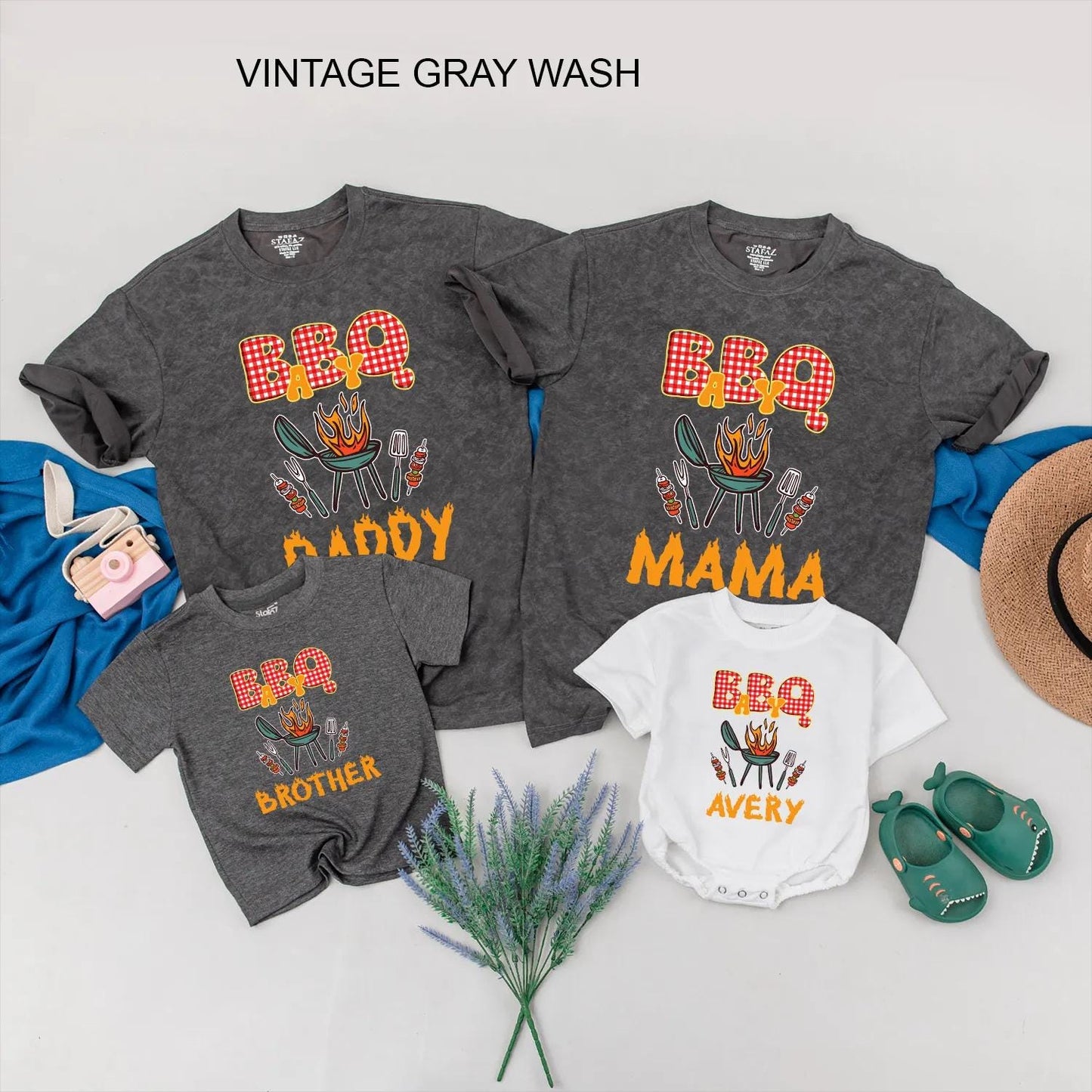 BBQ Family Matching Shirt Custom Barbecue Party Outfits Personalized Grill Party Clothes Ideal Gift for Family Cookout