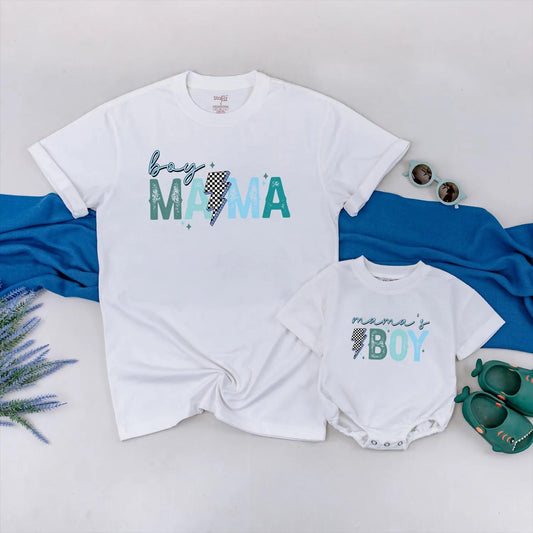 Boy Mama and Mama's Boy Matching Shirt Custom Mother Son Outfit Personalized Gift Mommy and Me Clothes