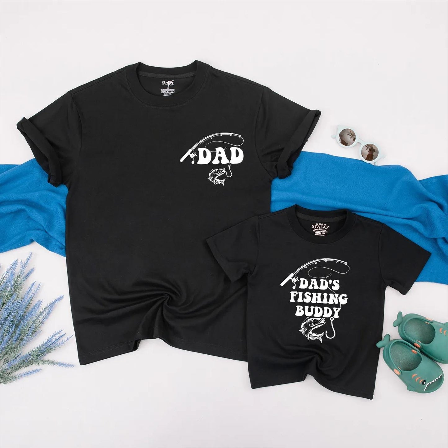 Matching Dad and Dad's Fishing Buddy Shirts: Father & Son Fishing Outfits for Baby, Toddler or Infant, Gifts for Fishing Dads