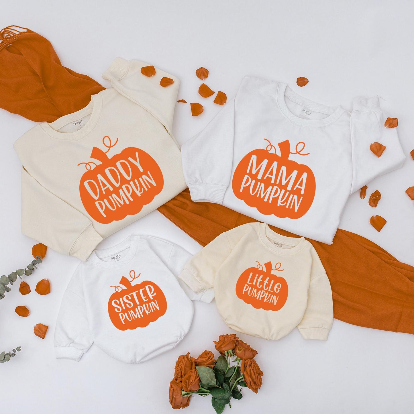 Retro Pumpkin Patch Family Matching Sweatshirts Mama Mini Fall Outfits Custom Pumpkins Hello Fall Season Comfort