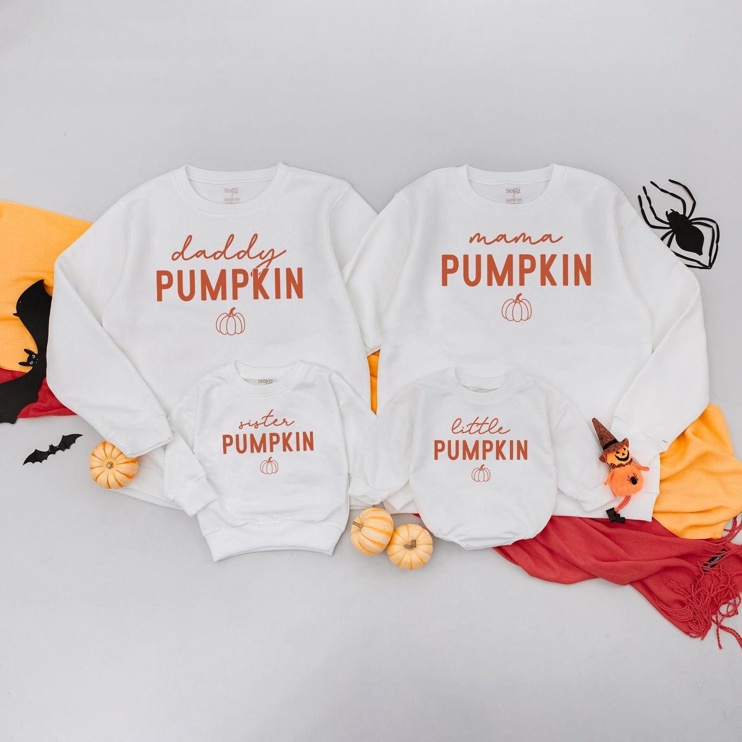 Family Pumpkin Sweatshirts Rust Orange "Pumpkin" Design Mommy and Me Fall Matching Outfits Baby Bodysuit Thanksgiving Retro Cozy