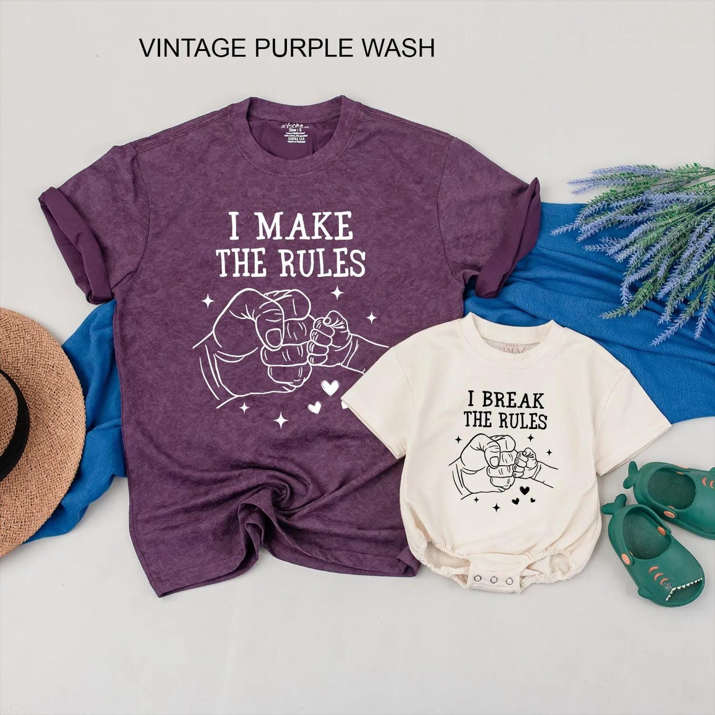 I Make the Rules I Break the Rules Matching Dad & Baby Outfit Funny Fist Bump Set Father Son Gift