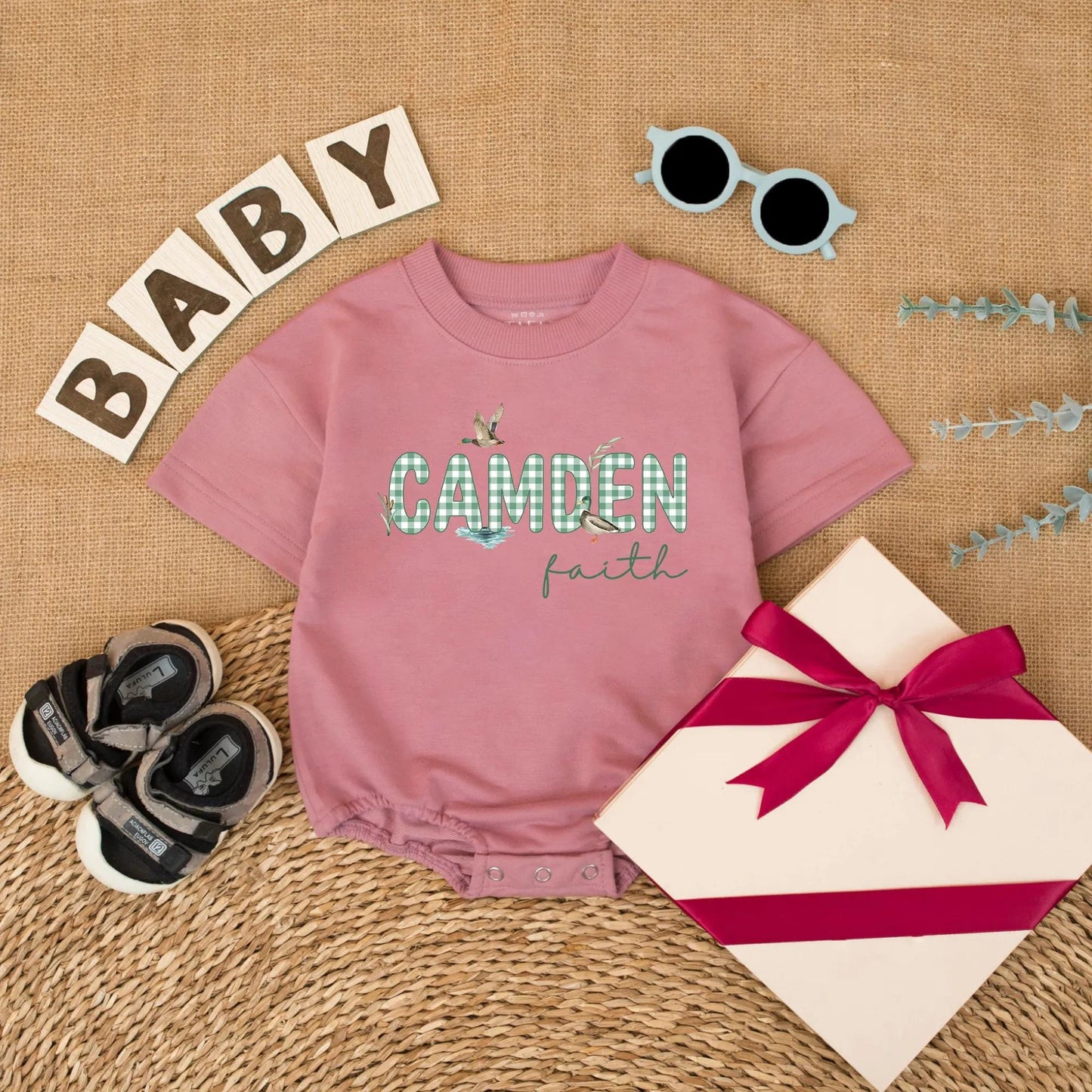 Personalized Mallard Duck Bubble Romper Baby Boy Hunting Outfit Newborn Gift Duck Theme Birthday Clothes Outdoor Baby Clothes
