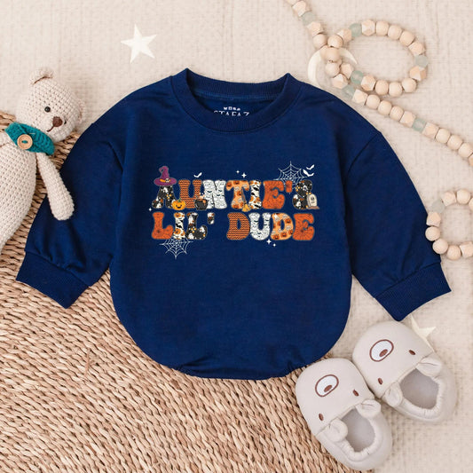 Custom Auntie and Little Dude Matching Halloween Sweatshirts Spooky Duo Fall Aunt Nephew Family Outfits