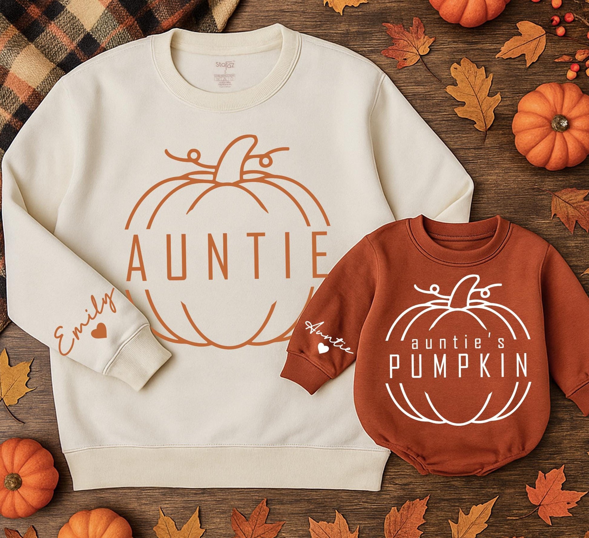 Auntie & Auntie's Pumpkin Matching Family Sweatshirts Cozy Fall Season Vibes for Niece and Me Autumn Gift
