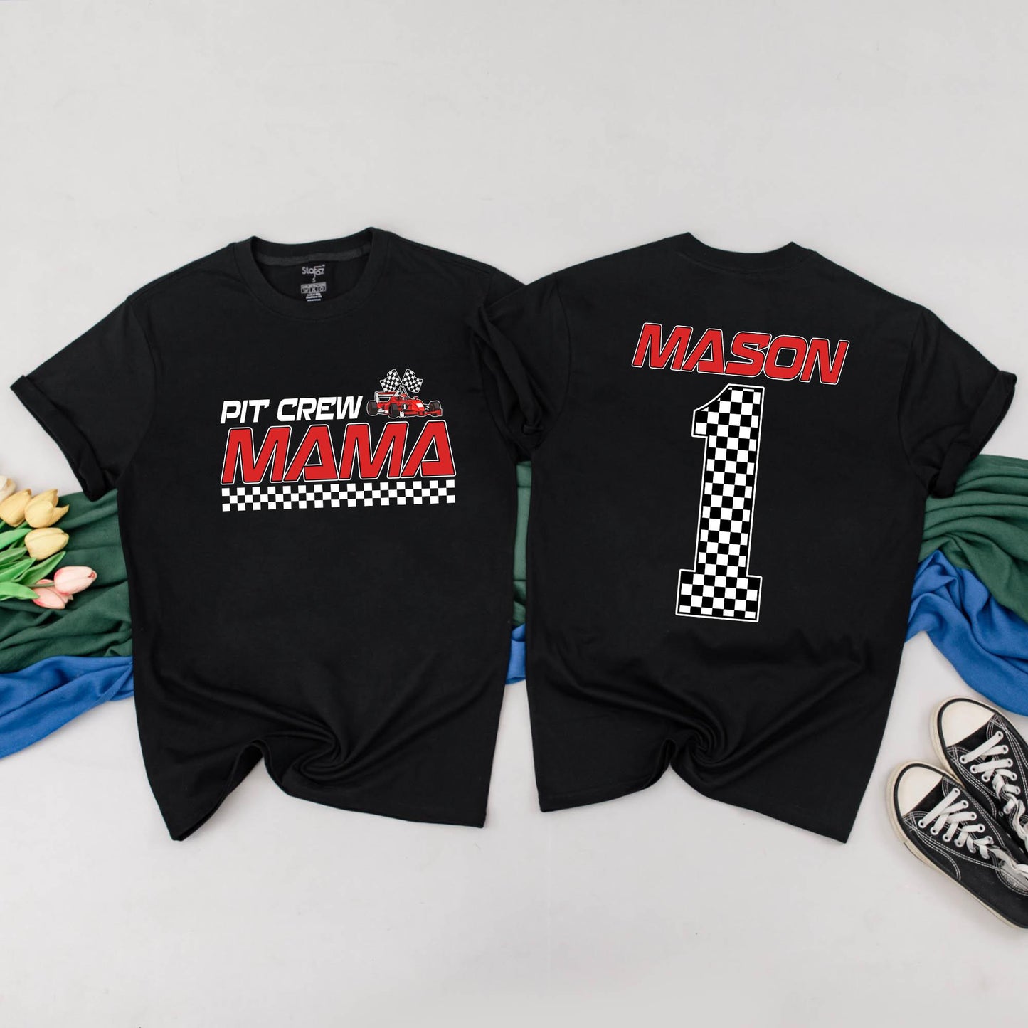 Personalized Pit Crew Family Matching Fast One Birthday Shirt for Girls Racing Car Outfit 1st Birthday Gift
