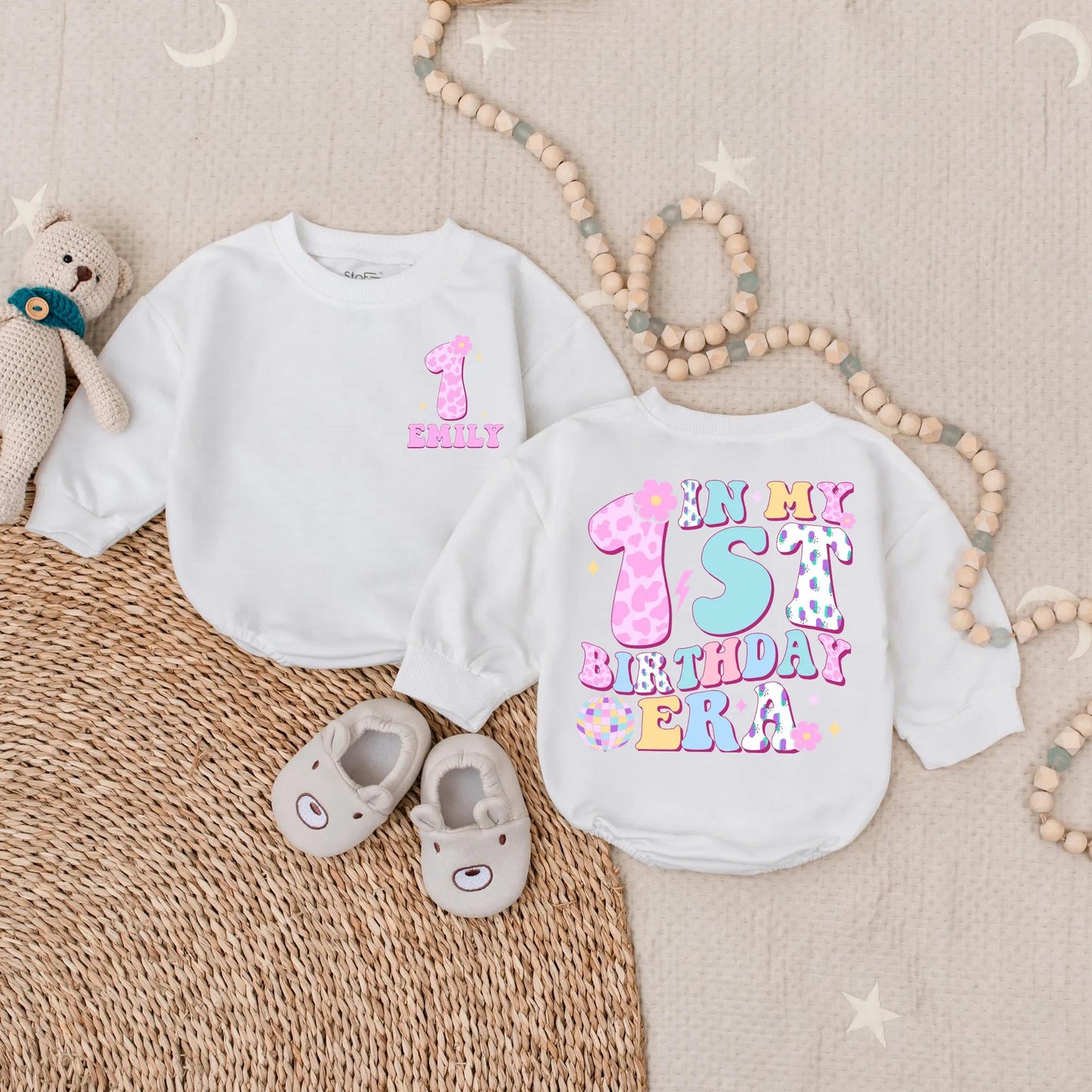Personalized In My 1st Birthday Era Girl Bubble Romper First Birthday Outfit Smash Cake Clothes Baby Girl Toddler Party Gift