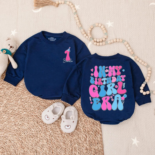 Personalized In My Birthday Girl Era Bubble Romper First Birthday Outfit for Baby Girl Smash Cake Party Floral Design Comfortable Gift