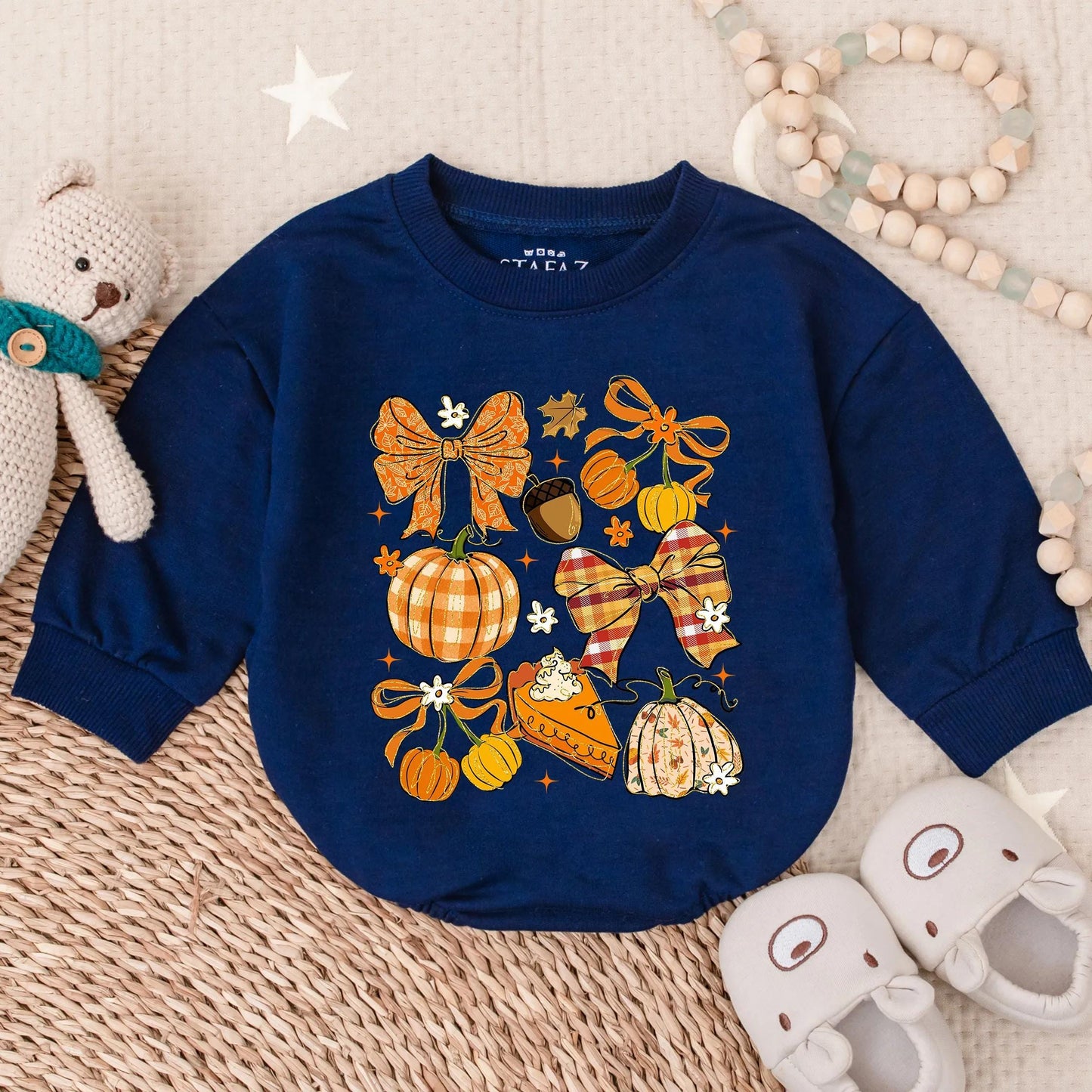 Adorable Fall Thanksgiving Pumpkin Glitter Bow Bubble Romper Cute Baby Girl Outfit Autumn Infant Holiday Bodysuit Apparel for Festive Celebrations