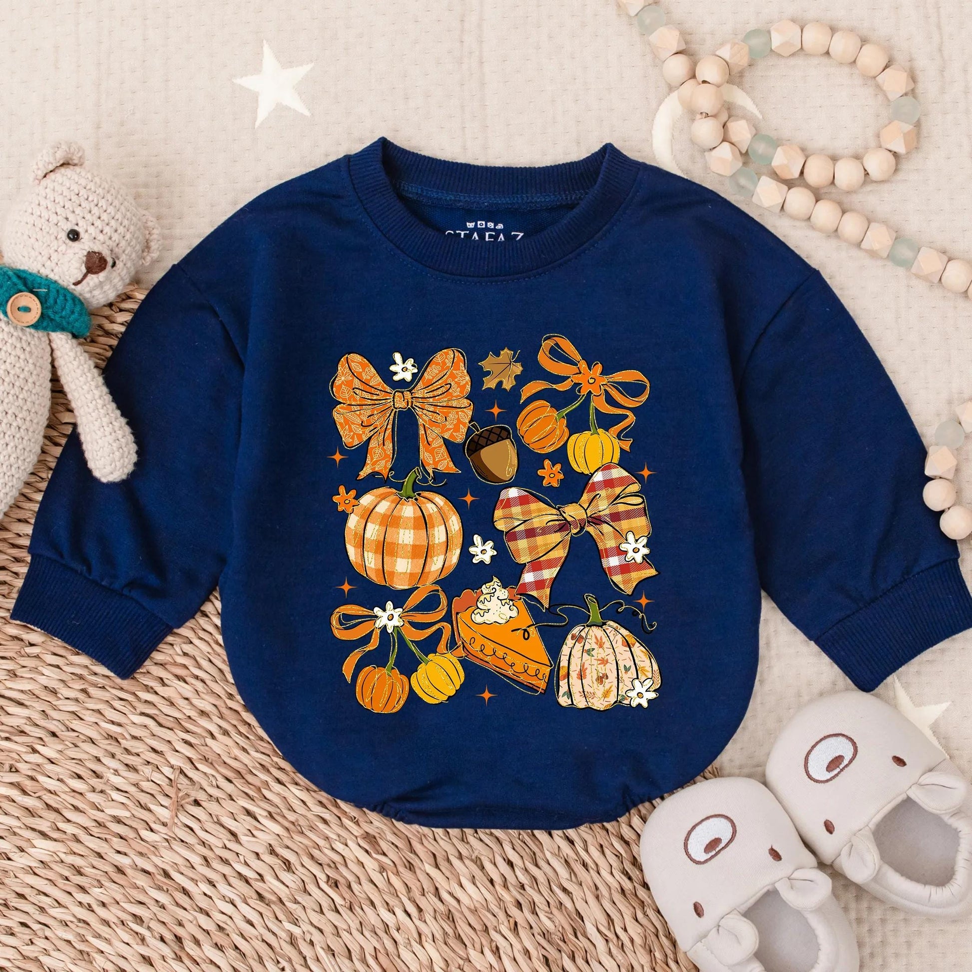 Adorable Fall Thanksgiving Pumpkin Glitter Bow Bubble Romper Cute Baby Girl Outfit Autumn Infant Holiday Bodysuit Apparel for Festive Celebrations