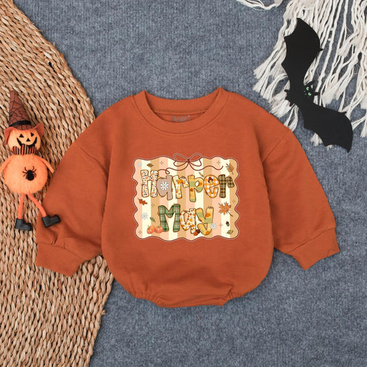 Personalized Thanksgiving Pumpkin Bow Bubble Romper Girl Fall Outfit Autumn Infant Apparel First Turkey Day Glitter Gift