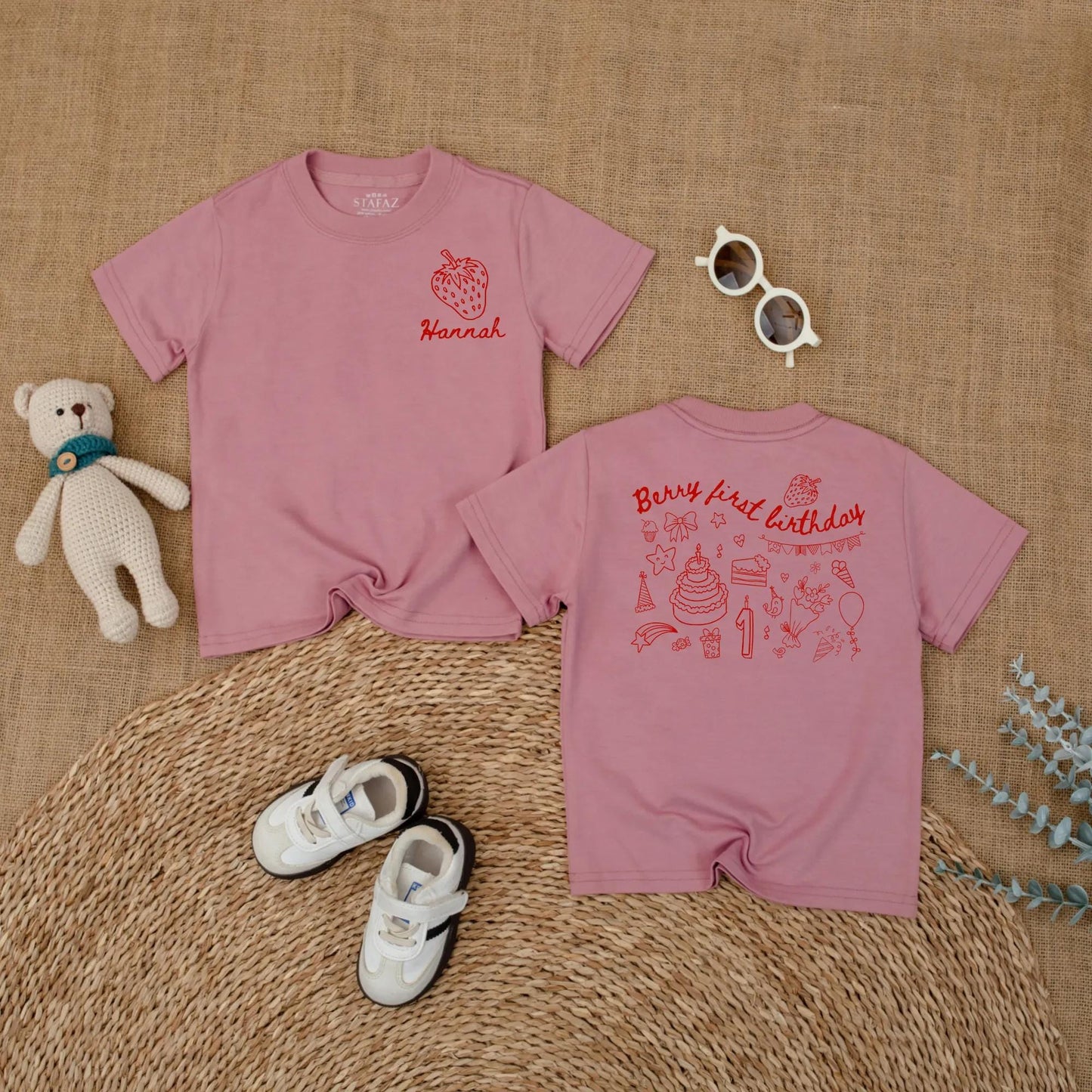 Personalized Berry First Birthday Baby Romper – Custom Strawberry Bodysuit for Baby Girl’s 1st Birthday – Cute Short Sleeve Outfit for Baby Girl