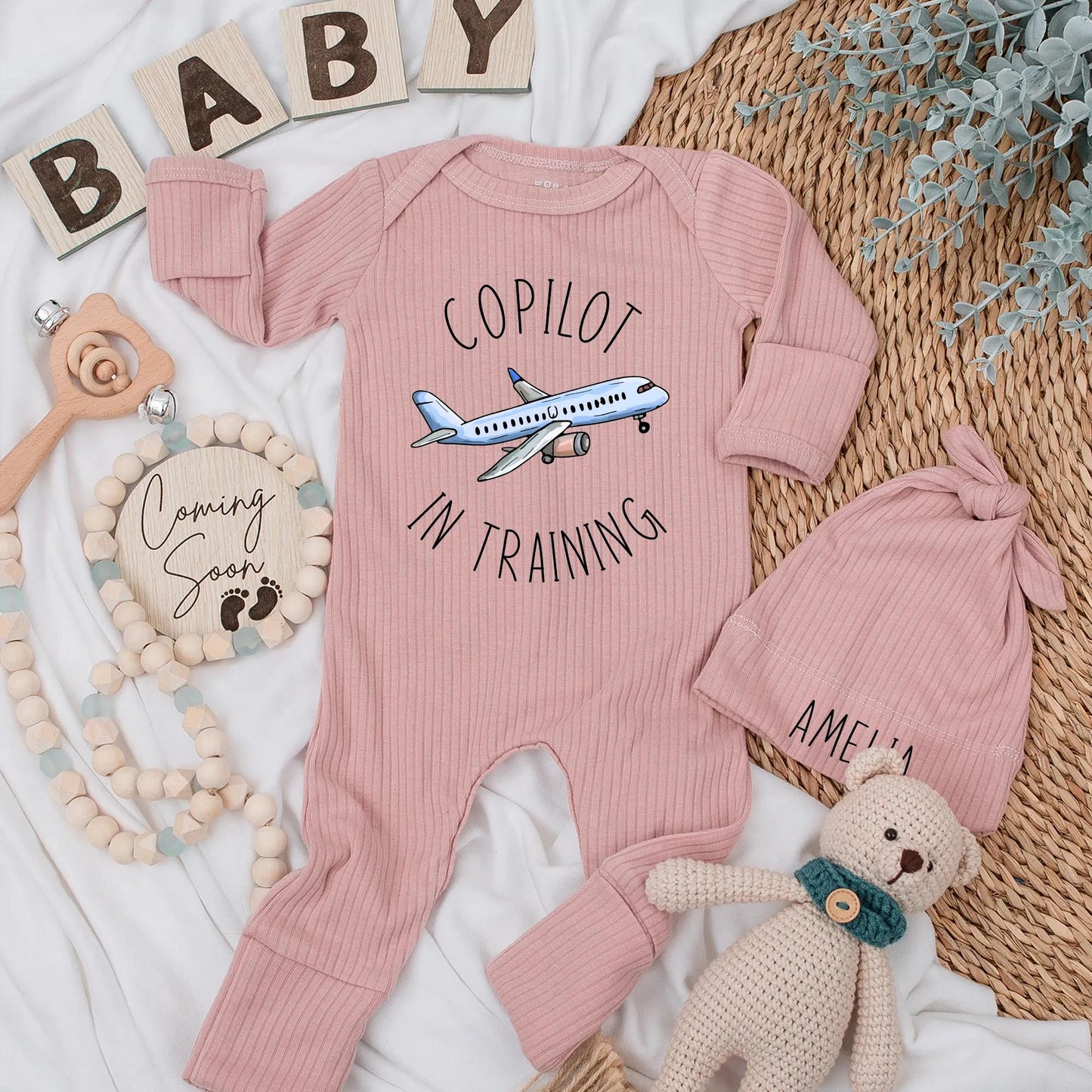 Future Pilot Copilot In Training Baby Bodysuit Cute Airplane Newborn Romper Daddy's Copilot Baby Shower Gift