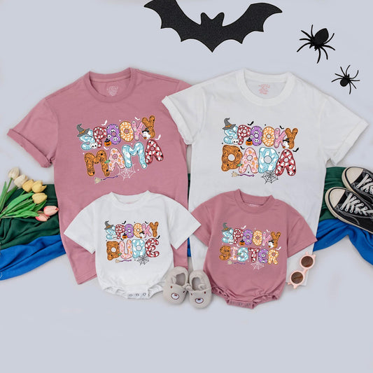 Personalized Spooky Family Halloween Birthday Tees Matching Halloween Outfits Custom Spooky Dude & Mom Dad Shirt Halloween Party Gear Cotton