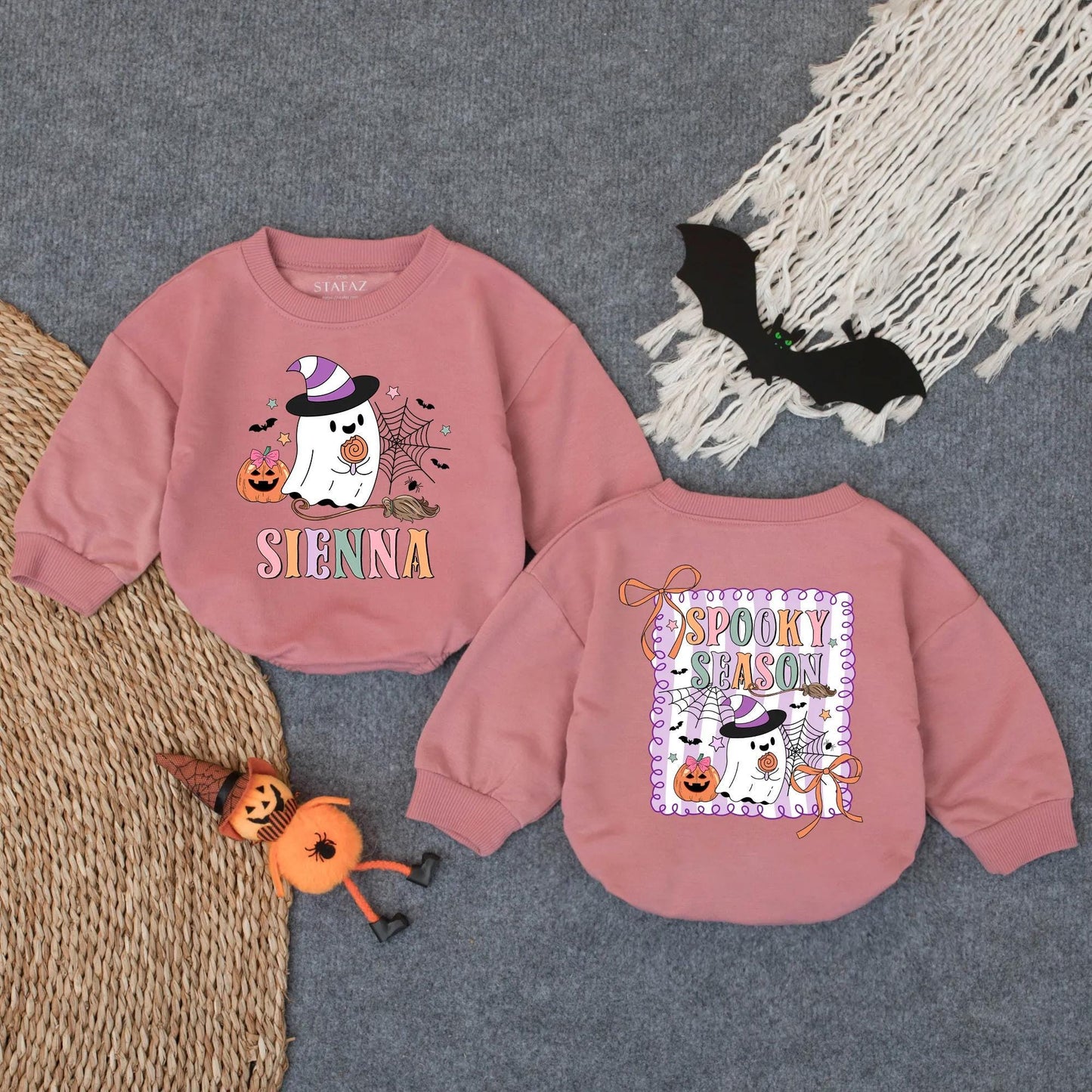 Custom Spooky Ghost Bubble Romper Personalized Halloween Baby Outfit Cute Fall Ghost Toddler Clothes Perfect Pumpkin Patch Gift