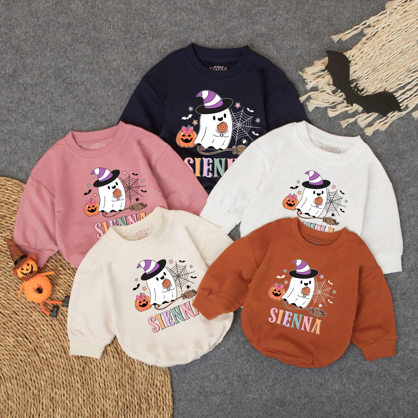 Custom Spooky Ghost Bubble Romper Personalized Halloween Baby Outfit Cute Fall Ghost Toddler Clothes Perfect Pumpkin Patch Gift