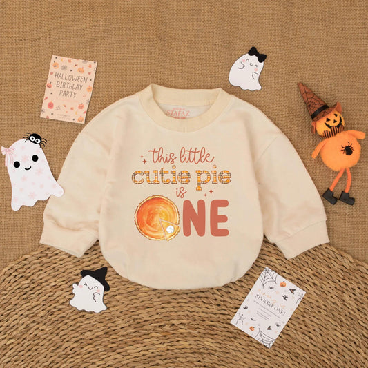Personalized Pumpkin Pie Birthday Romper for Baby Girl, 1st Thanksgiving Outfit, Custom Name Fall 1st Birthday Party Gift