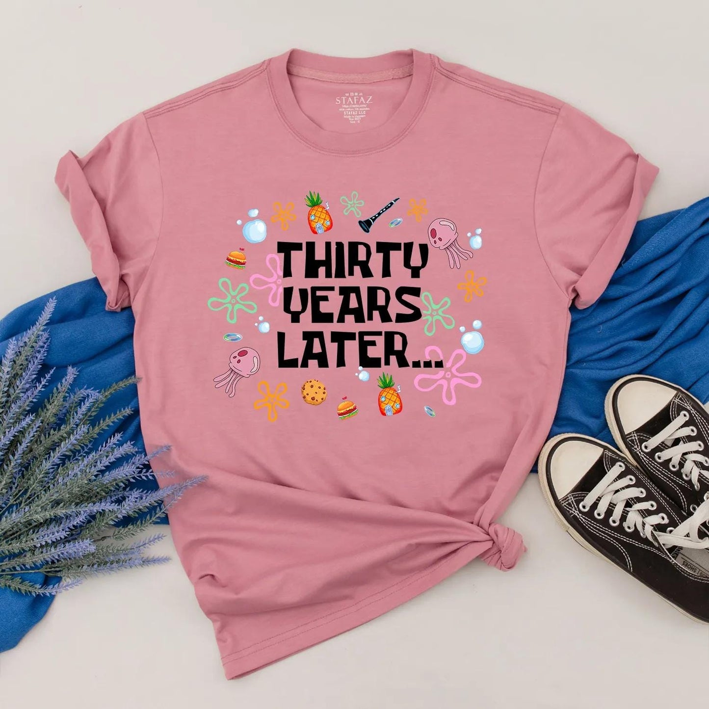 Thirty Years Later Funny 30th Birthday Shirt Cute Party Outfit Gift for Friends Turning 30 Custom Celebration Tee