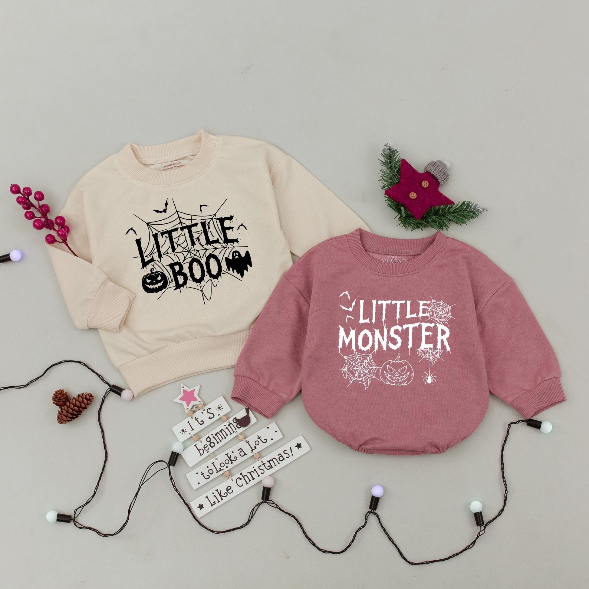 Dadcula Momster Little Monster Halloween Family Matching Sweatshirts and Little Boo Romper for Spooky Season Pumpkin Patch Parties