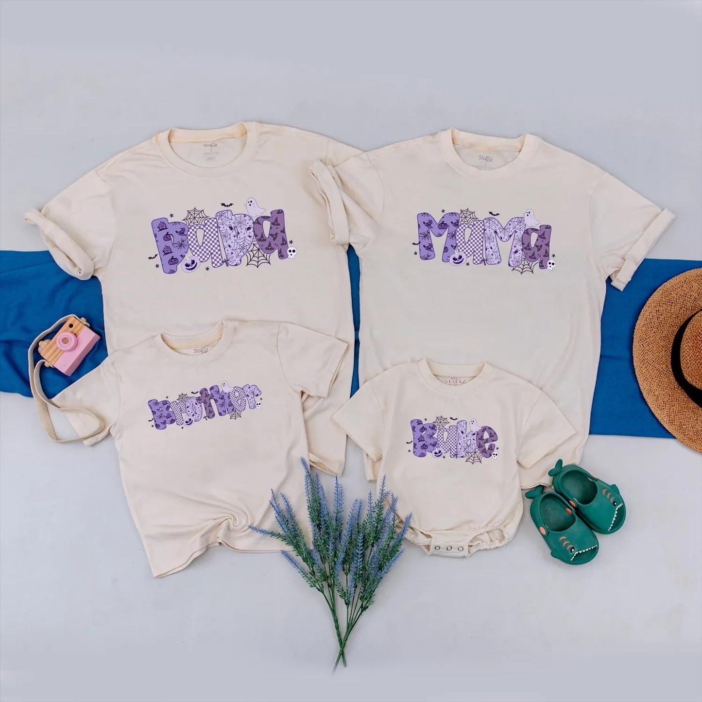 Spooky Family Matching Purple Ghost Halloween Shirt Custom Cute Spooky Tee Personalized Halloween Gift for Family