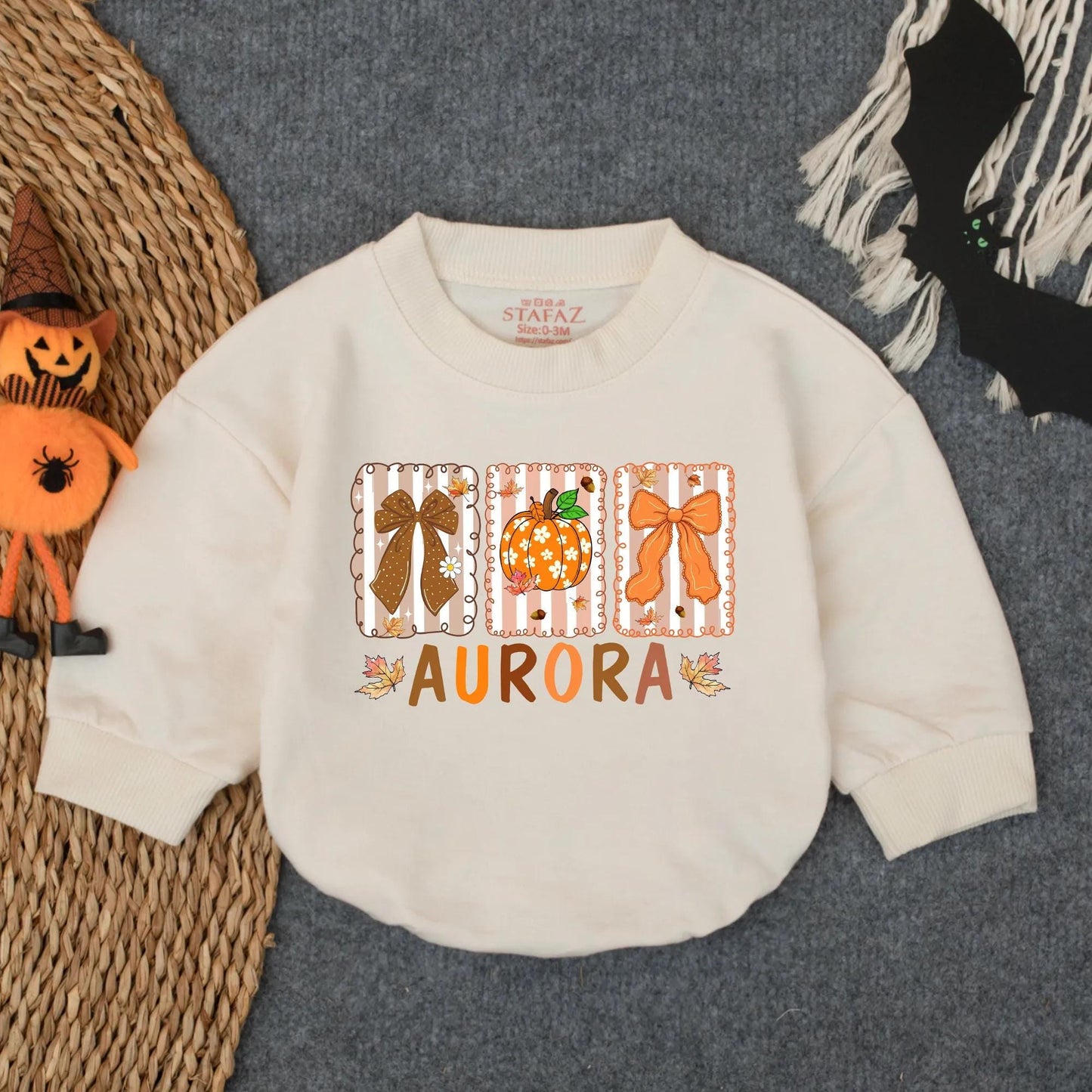 Christian Floral Pumpkin Romper Baby Girl Name Custom Preppy Autumn Fall Bodysuit Faith Baby Gift