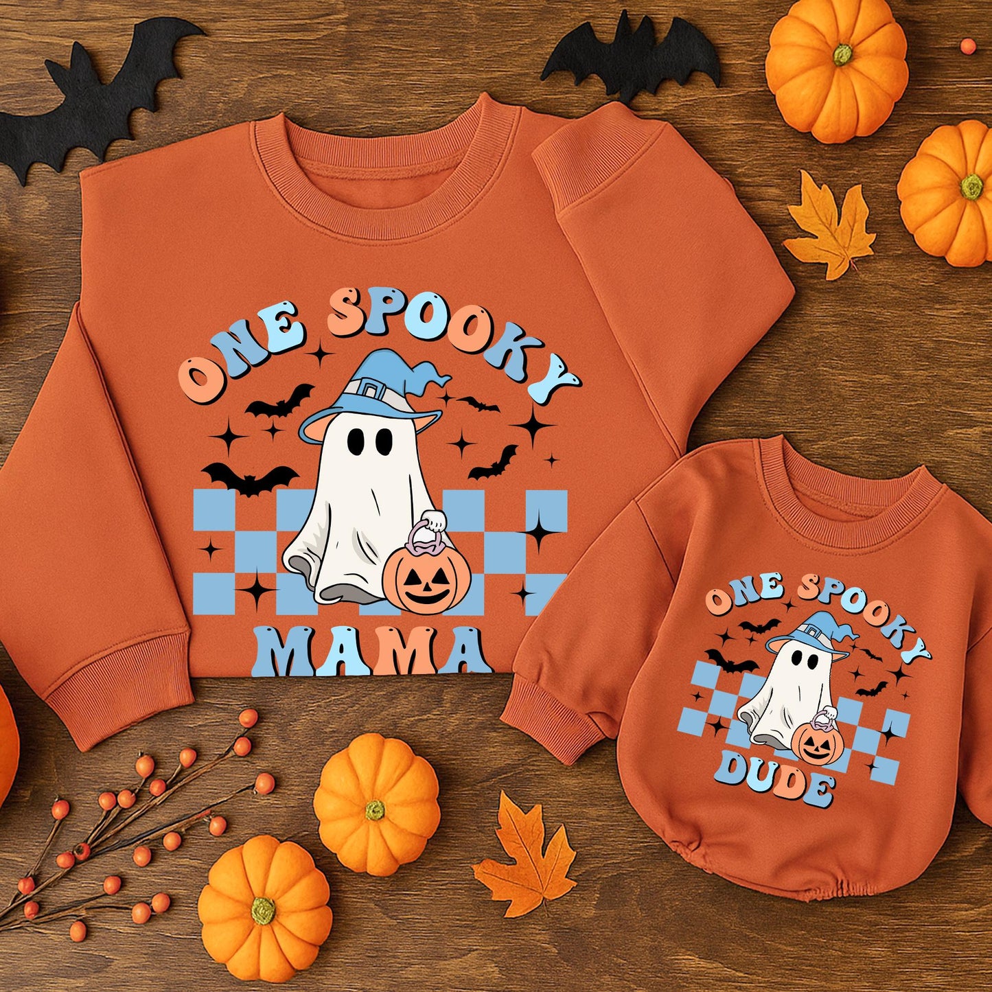 One Spooky Dude Halloween Birthday Sweatshirt Retro Ghost Pumpkin Design for Toddler Boys First Birthday Party Casual Fall Outfit