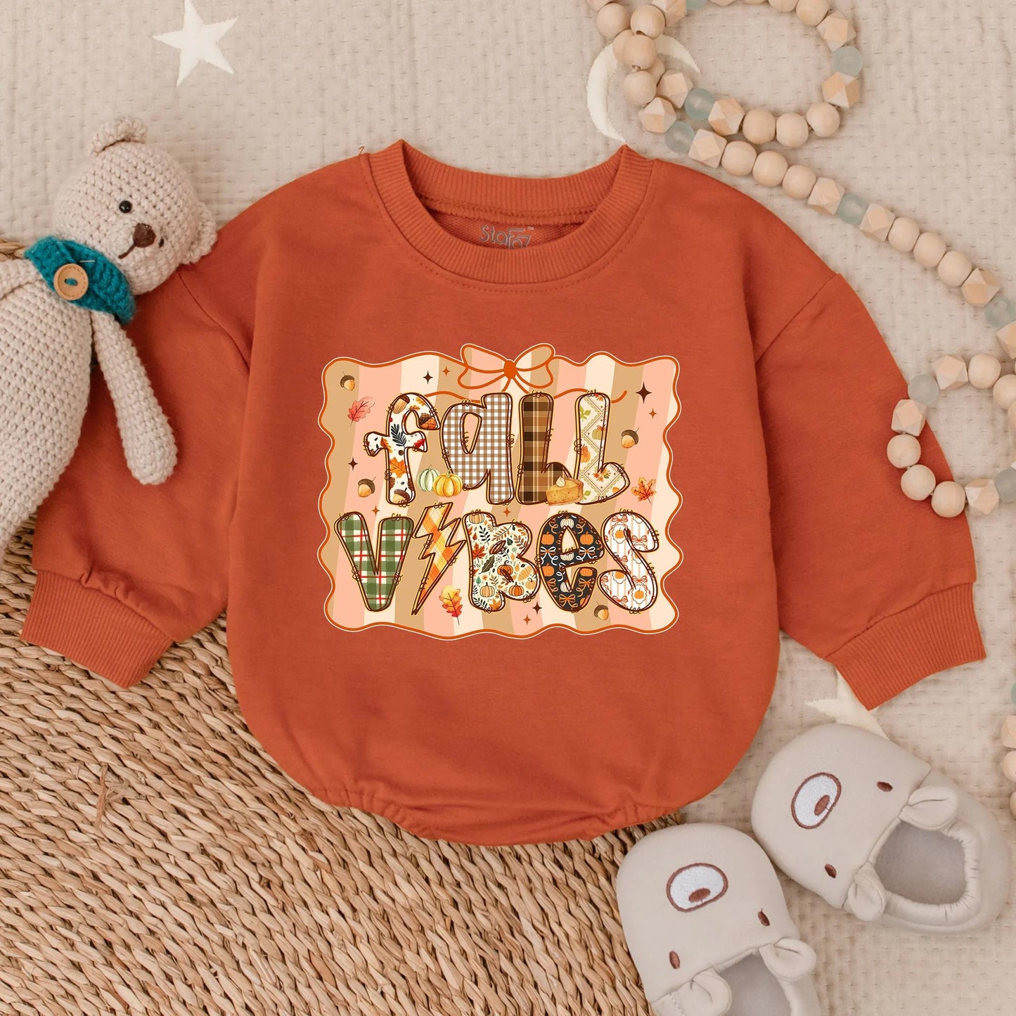 Adorable Fall Vibes Bubble Romper for Baby & Toddler My First Thanksgiving Outfit Cozy Autumn Infant Clothes Turkey Day Gift