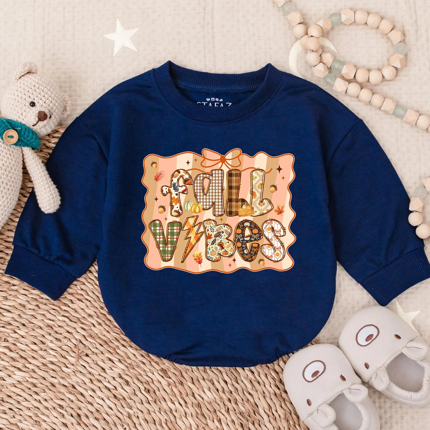 Adorable Fall Vibes Bubble Romper for Baby & Toddler My First Thanksgiving Outfit Cozy Autumn Infant Clothes Turkey Day Gift