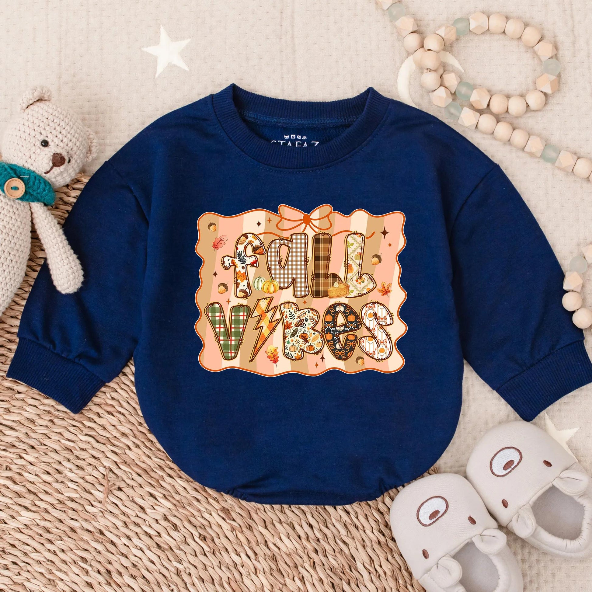 Adorable Fall Vibes Bubble Romper for Baby & Toddler My First Thanksgiving Outfit Cozy Autumn Infant Clothes Turkey Day Gift