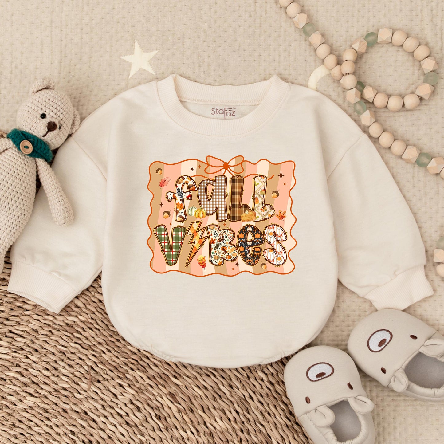 Adorable Fall Vibes Bubble Romper for Baby & Toddler My First Thanksgiving Outfit Cozy Autumn Infant Clothes Turkey Day Gift