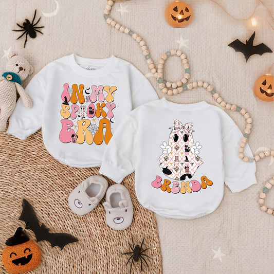 My Spooky Era Baby Bubble Romper Personalized First Halloween Outfit Trick or Treat Newborn Ghost Clothes