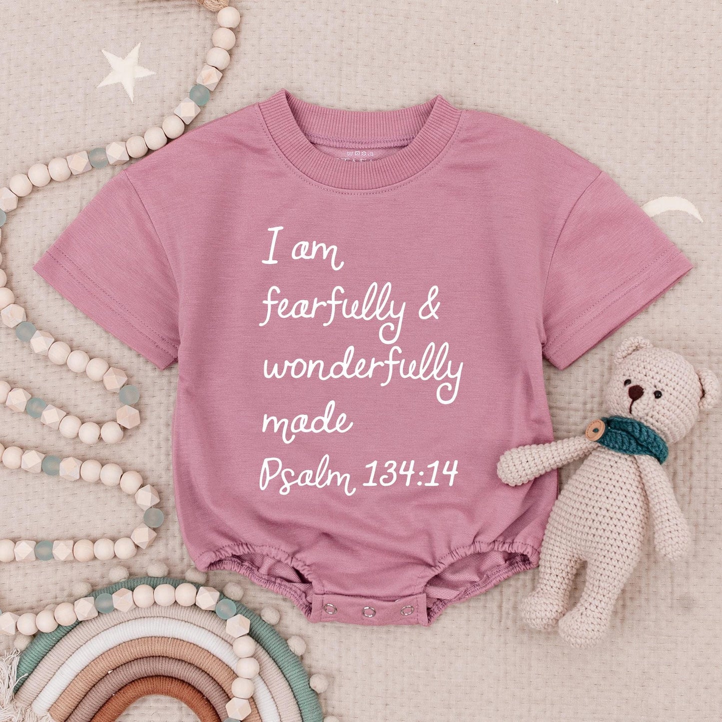 I Am Fearfully & Wonderfully Made Baby Romper, Psalm 139:14 Christian Babysuit, Religious Baby Boy Girl Clothes, Gift