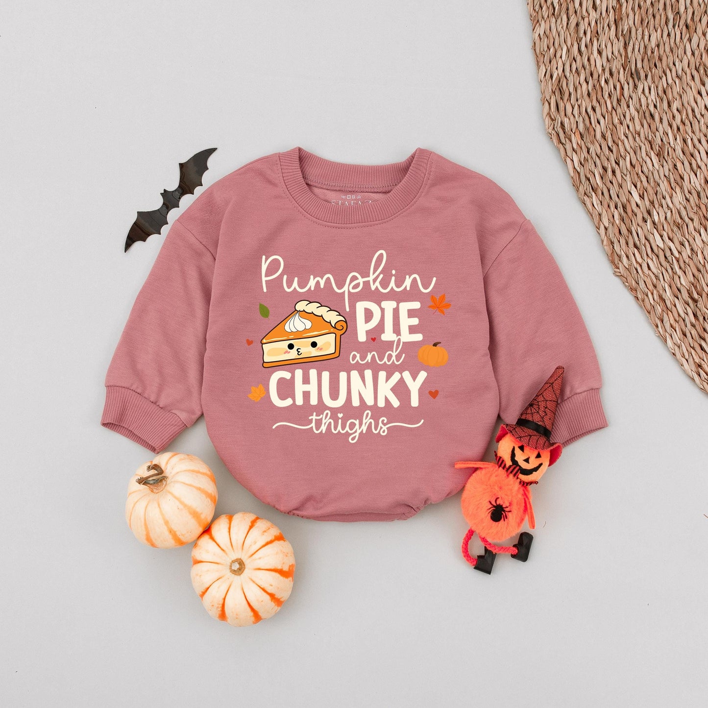Pumpkin Pie & Chunky Thighs Bubble Romper Cute Fall Baby Clothes Funny Thanksgiving Outfit Autumn Newborn Gift