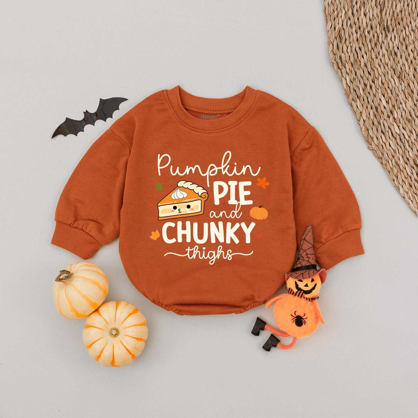 Pumpkin Pie & Chunky Thighs Bubble Romper Cute Fall Baby Clothes Funny Thanksgiving Outfit Autumn Newborn Gift