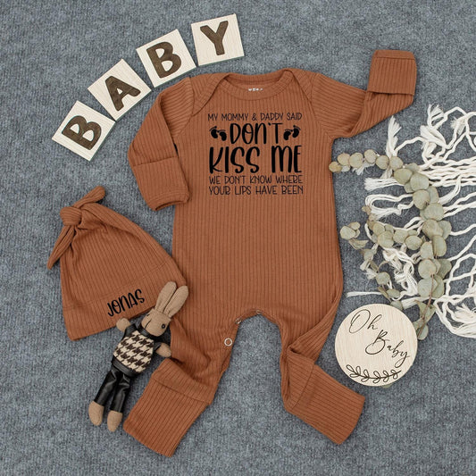 My Mommy & Daddy Said Don't Kiss Me! Funny Baby Bodysuit, Cute Infant Outfit, Newborn Gift, Humorous Baby Clothes, Gender Neutral Bodysuit, New Mom Gift