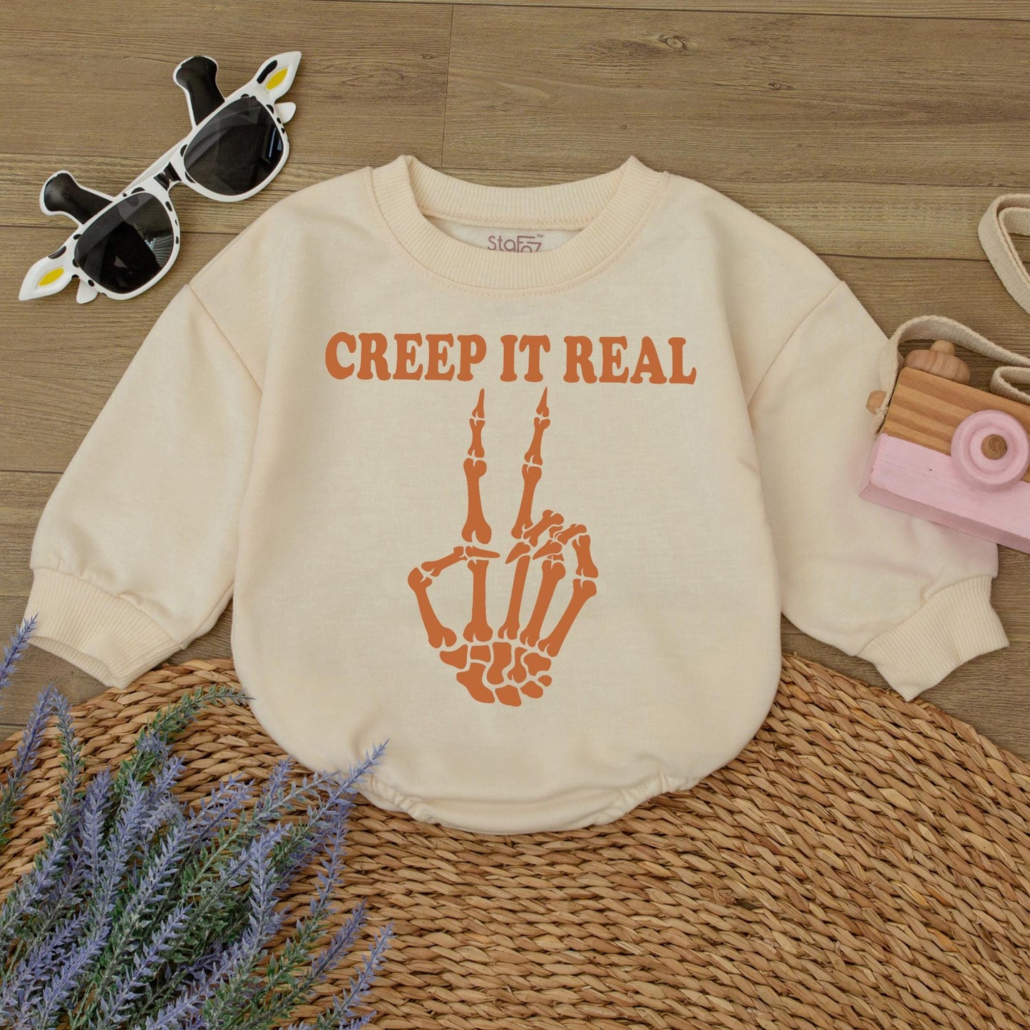 Funny Matching Family Halloween Sweatshirts Skeleton Hands "Dad To The Bone" "Haunti Mama" "Creep It Real" "Bone to Be Wild" "Too Cute to Spook" Orange Themed Outfits