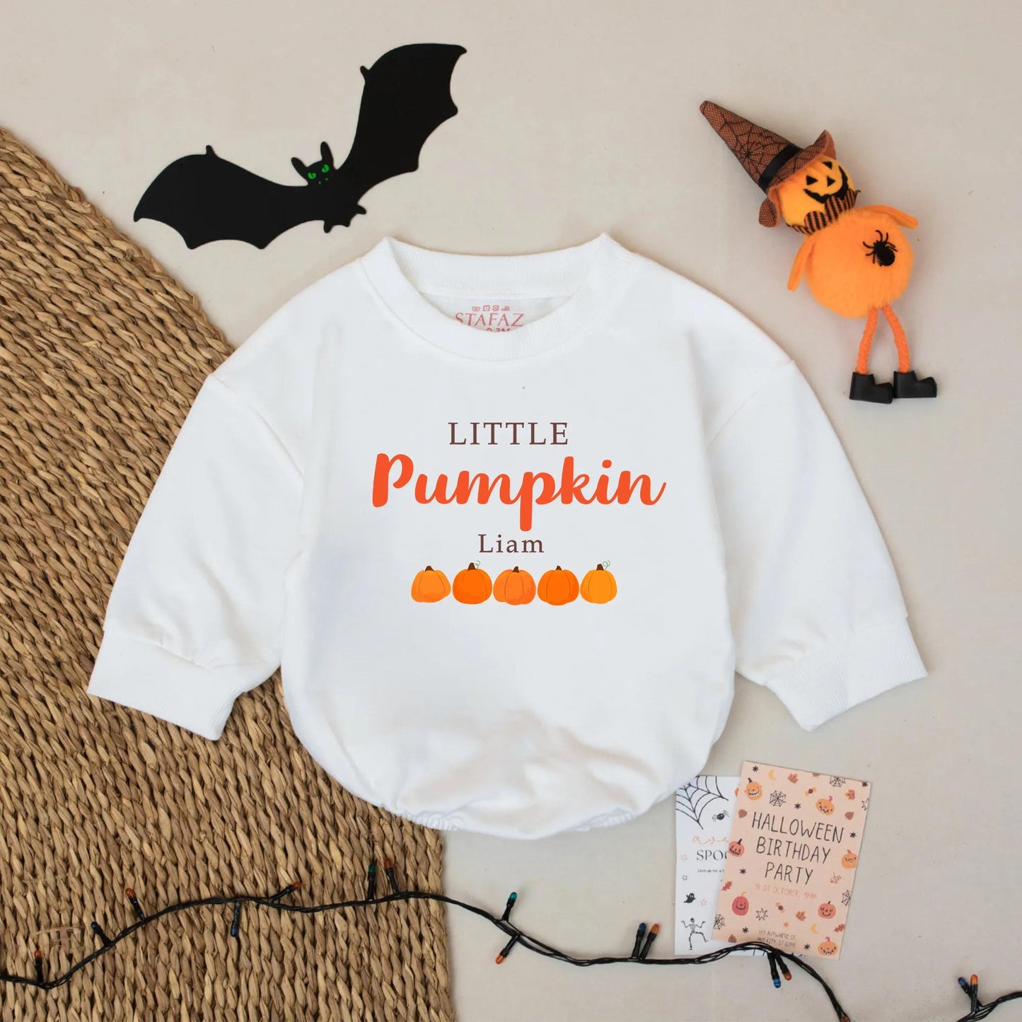 Personalized Little Pumpkin Baby Romper Custom Name Fall Outfit Cute Halloween or Thanksgiving Gift Idea for Baby Boys or Girls