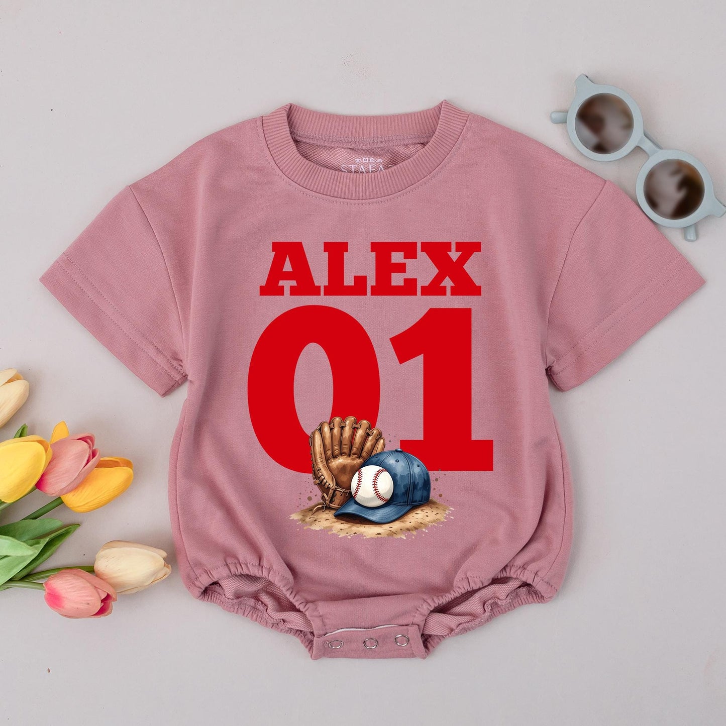 ALEX 01 Sport Romper Baby Bodysuit, Football Soccer Baseball Outfit, Custom Name Gameday Clothes, Personalized Baby Boy Girl Clothes 137