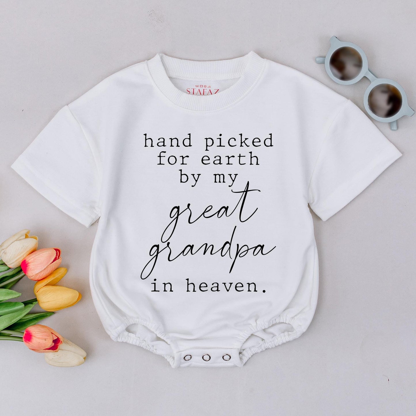 Hand Picked for Earth Baby Romper, Great Grandpa in Heaven Baby Bodysuit Newborn Gift, Custom Baby Clothes, Baby Shower